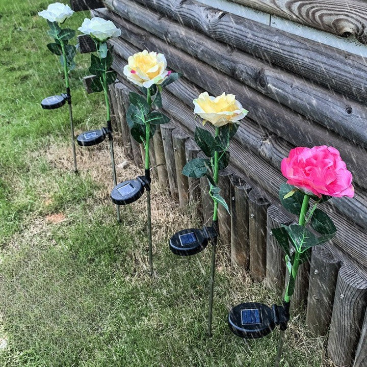 Lampa Solara LED tip Trandafir cu o floare pentru Gradina, Inaltime 75 cm, Flippy