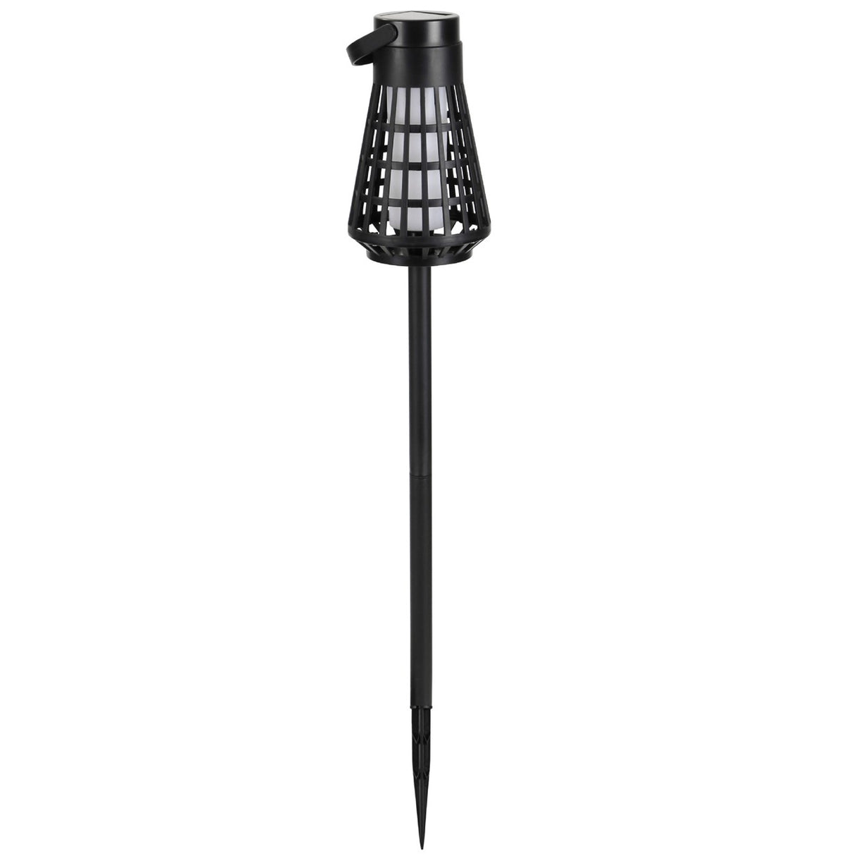 Lampa Solara pentru Gradina, Vivimall, Reincarcabila de la Soare, Model Felinar, Portabila cu Picior, Lumina Calda, 12 cm, Negru