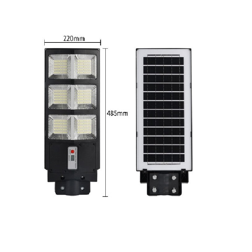 Lampa solara stradala Vivimall, cu telecomanda, senzor de miscare si lumina, suport prindere, 135 LED-uri, IP65, ABS, 8AH, 100W, temperatura culoare 6500K, 48.5x22x6.8 cm, autonomie 10-12 ore, negru