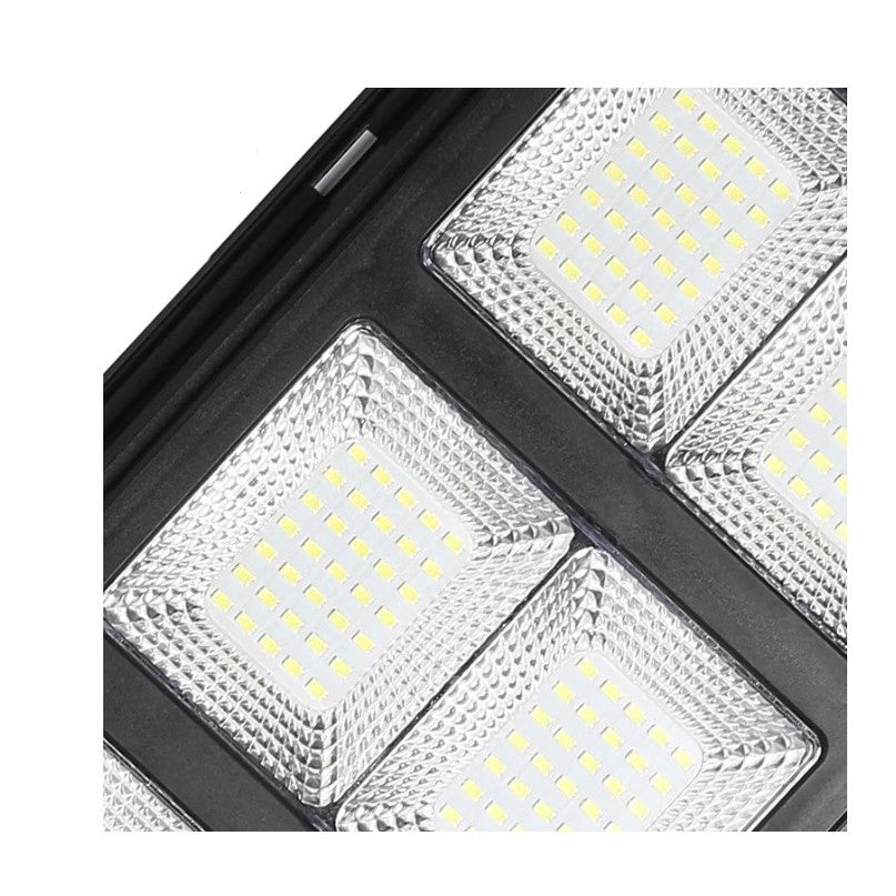 Lampa solara stradala Vivimall, cu telecomanda, senzor de miscare si lumina, suport prindere, 180 LED-uri, IP65, ABS, 10AH, 200W, temperatura culoare 6500K, 59.5x23.8x6.8 cm, autonomie 10-12 ore, negru
