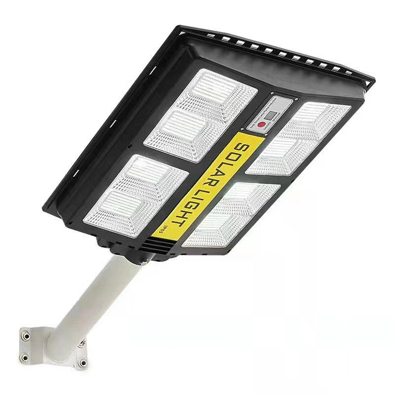 Lampa solara stradala Vivimall, cu telecomanda, senzor de miscare si lumina, suport prindere, 720 LED-uri, IP65, ABS, 15AH, 500W, temperatura culoare 6500K, 44.5x34.7x6.6 cm, autonomie 10-12 ore, negru