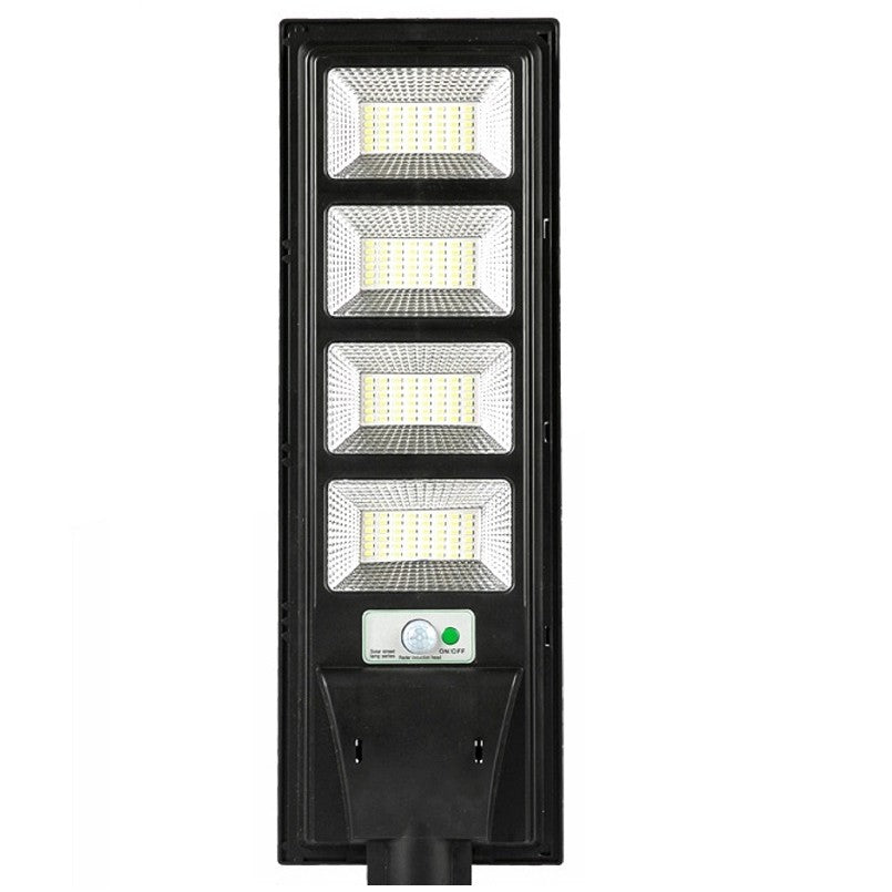 Lampa solara stradala Vivimall, cu telecomanda, senzor de miscare si lumina, suport prindere, 192 LED-uri, IP65, ABS, 8AH, 200W, temperatura culoare 6500K, 58.6x18.8x5 cm, autonomie 10-12 ore, negru