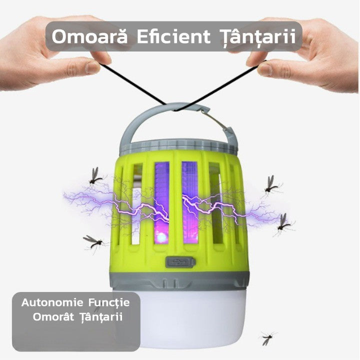 Lampă UV antiinsecte Vivimall, anti muste, anti tantari, Conectare la priza prin USB, portabil, 3.7 V, 200 lumeni, 8.5 x 13.3 cm, Verde