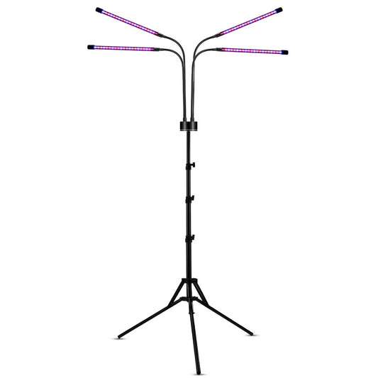 Lampa Uv Pentru Cresterea Plantelor, 4 Capete, Putere 30W, 108 Led-Uri Lampa Cu Lumina Ultra-Violet, Lampa Cu Picior Ajustabil Pana La 2 M, Lumina Uv - vivimall.ro