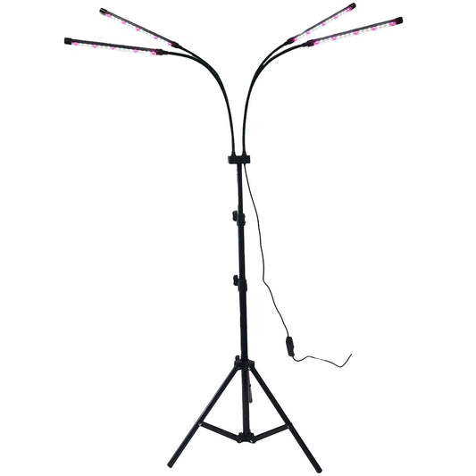 Lampa Uv Pentru Cresterea Plantelor, 4 Capete, Putere 30W, 108 Led-Uri Lampa Cu Lumina Ultra-Violet, Lampa Cu Picior Ajustabil Pana La 2 M, Lumina Uv Rece - vivimall.ro