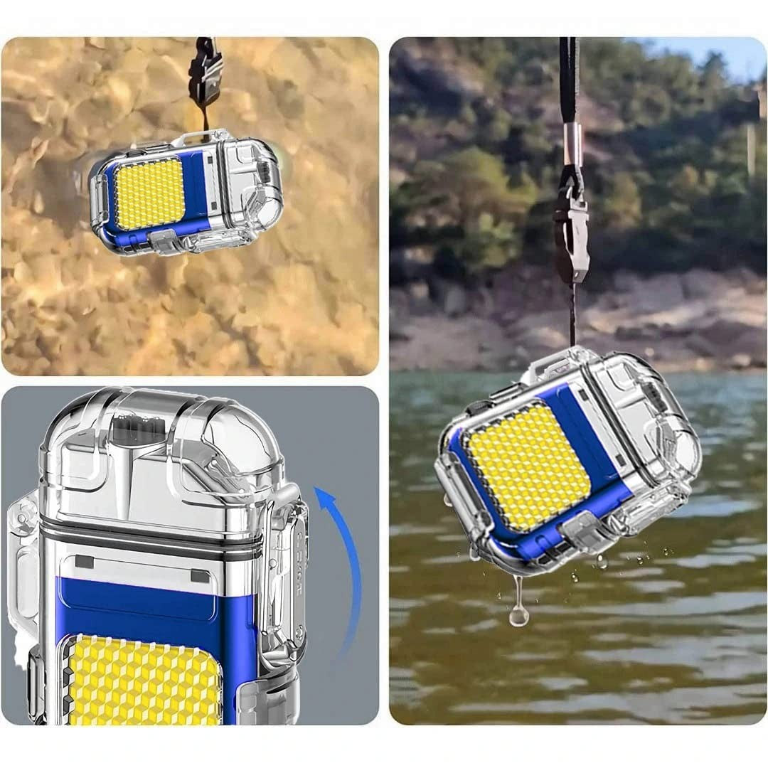 Lanterna Tip Breloc Cu Bricheta, Impermeabila, 3 Moduri Iluminare, 300 Mah, Incarcare Usb-C, Cob, Raza De Actiune 50 - 100 M