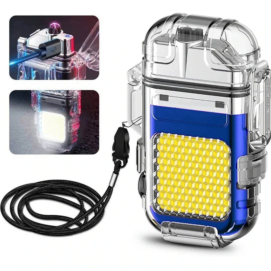 Lanterna Tip Breloc Cu Bricheta, Impermeabila, 3 Moduri Iluminare, 300 Mah, Incarcare Usb-C, Cob, Raza De Actiune 50 - 100 M