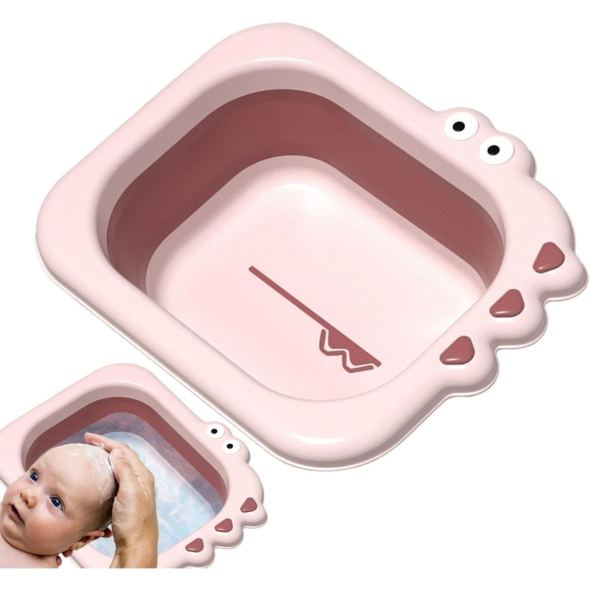 Lavoar Pliabil, Vivimall, pentru Copii, din PP/TPE, Portabil, Model Crocodil, 30x24.5x9 cm, Roz - vivimall.ro