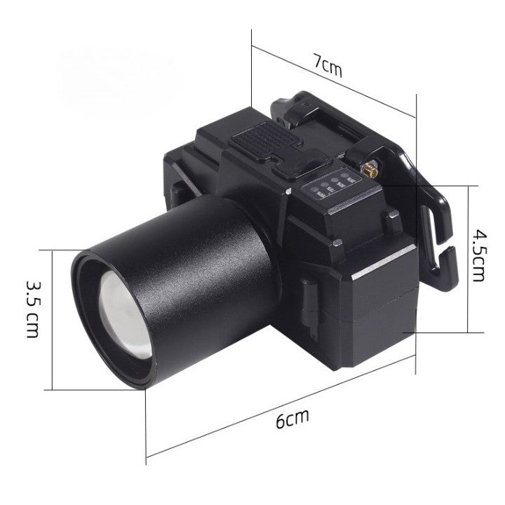 Lanterna LED de Montat pe Cap, Vivimall, cu Raza Lunga de Zoom, Far Telescopic, Reglabil, Rezistent la Apa, pentru Pescuit in Aer Liber, Camping, Lumina Puternica, Lanterna, 7x4.5x6 cm, Negru - vivimall.ro