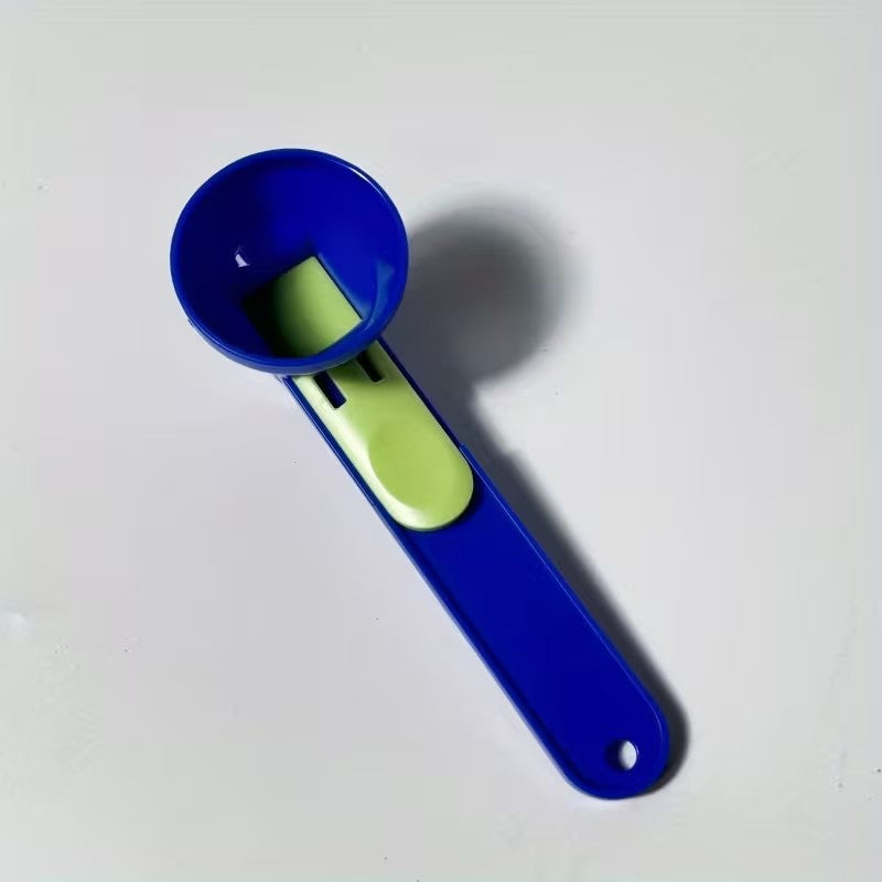 Lingura pentru Proteine, Vivimall, Lingura cu Palnie Culisanta, Lingura Dozator pentru Lapte Praf si Suplimente, 12.5 cm, Albastru - vivimall.ro