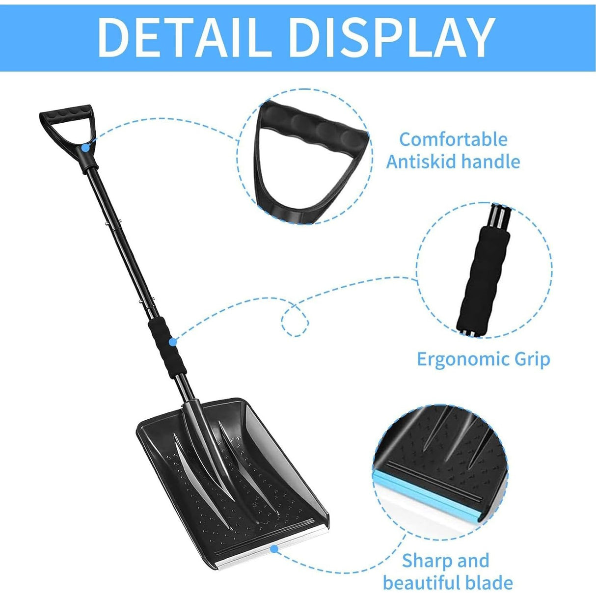 Lopata de Zapada, Vivimall, Multifunctionala, Demontabila, cu Maner Antiderapant, Aluminiu, Plastic, Solutia pentru Iarna, pentru Deszapezire, 80x11x25.7 cm, Neagra - vivimall.ro