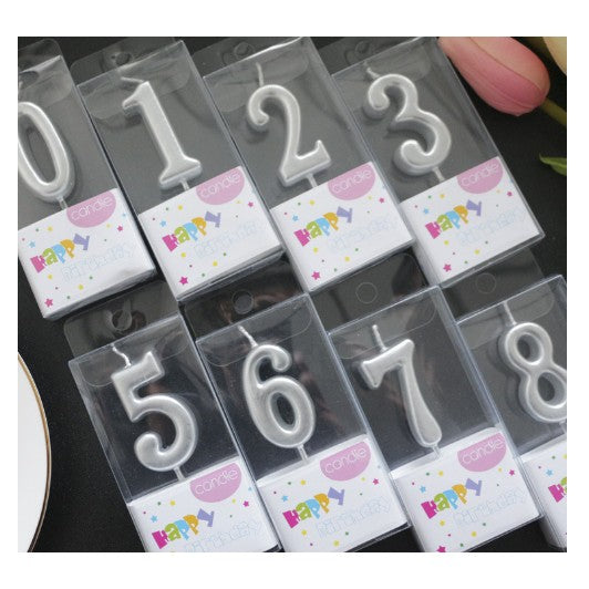 Lumanare de Tort, Vivimall, Model Cifra 7, Party, 4.5 x 2.5 cm, din Parafina, Argintiu - vivimall.ro