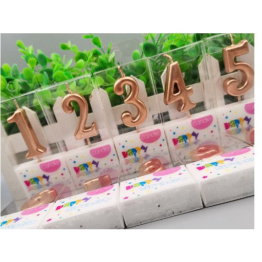 Lumanare de Tort, Vivimall, Model Cifra 9, Party, 4.5 x 2.5 cm, din Parafina, Rose Gold - vivimall.ro