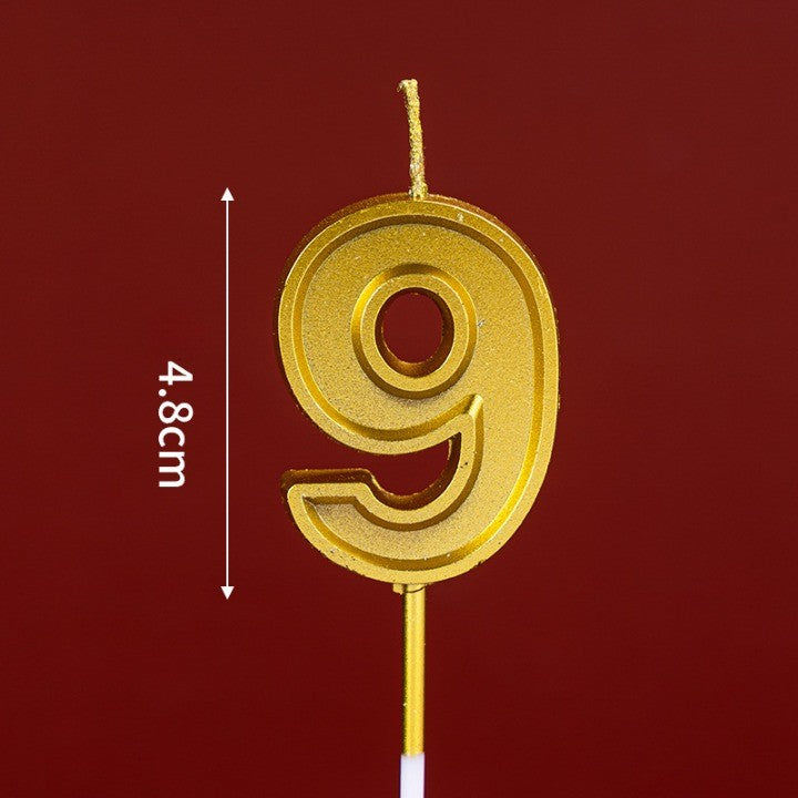 Lumanare pentru Tort Cifra 9, Vivimall, 4.8 cm, Aniversare, Aurie - vivimall.ro
