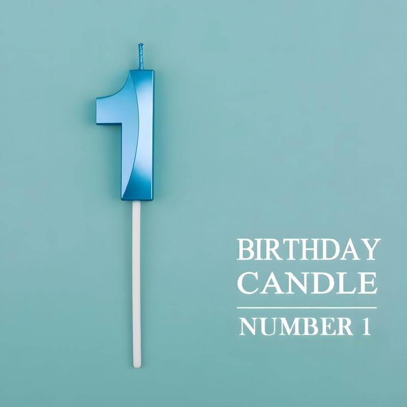 Lumanare Cifra 1, Flippy, Model Diamond, 5 x 3.4 cm, Albastru - vivimall.ro