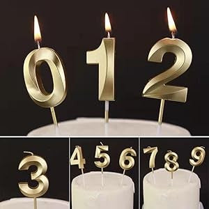 Lumanare Cifra 1, Flippy, Model Diamond, 5 x 3.4 cm, Auriu - vivimall.ro