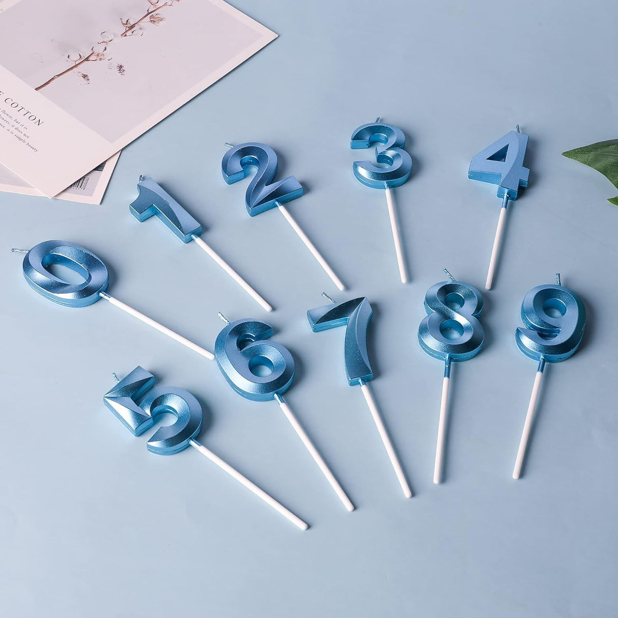 Lumanare Cifra 2, Flippy, Model Diamond, 5 x 3.4 cm, Albastru - vivimall.ro