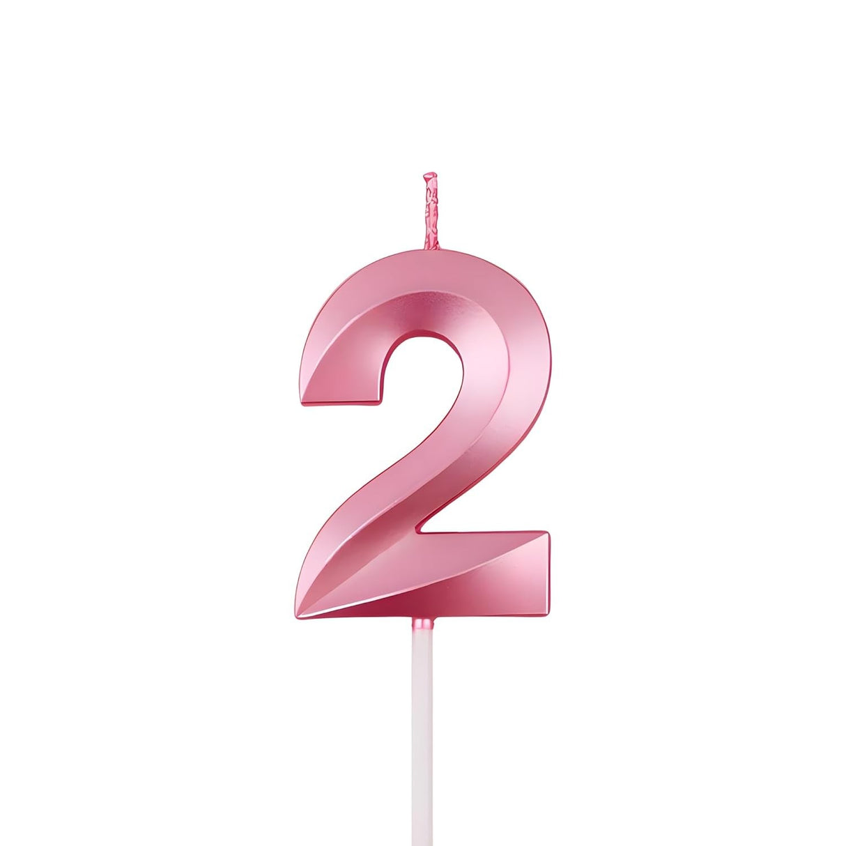 Lumanare Cifra 2, Flippy, Model Diamond, 5 x 3.4 cm, Roz - vivimall.ro