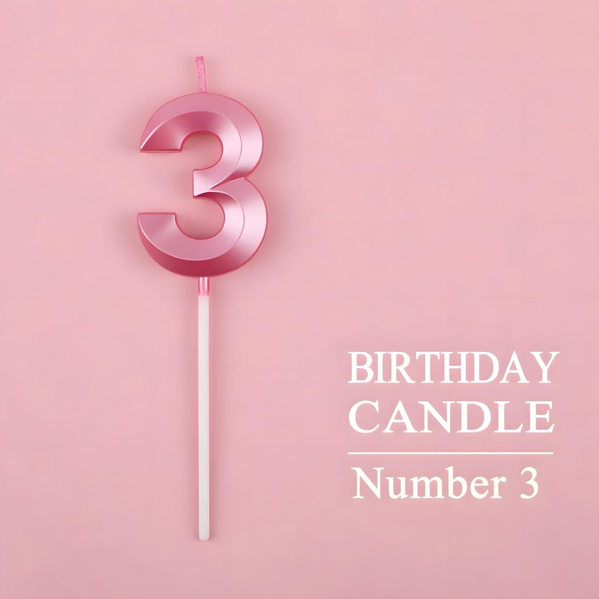 Lumanare Cifra 3, Flippy, Model Diamond, 5 x 3.4 cm, Roz - vivimall.ro