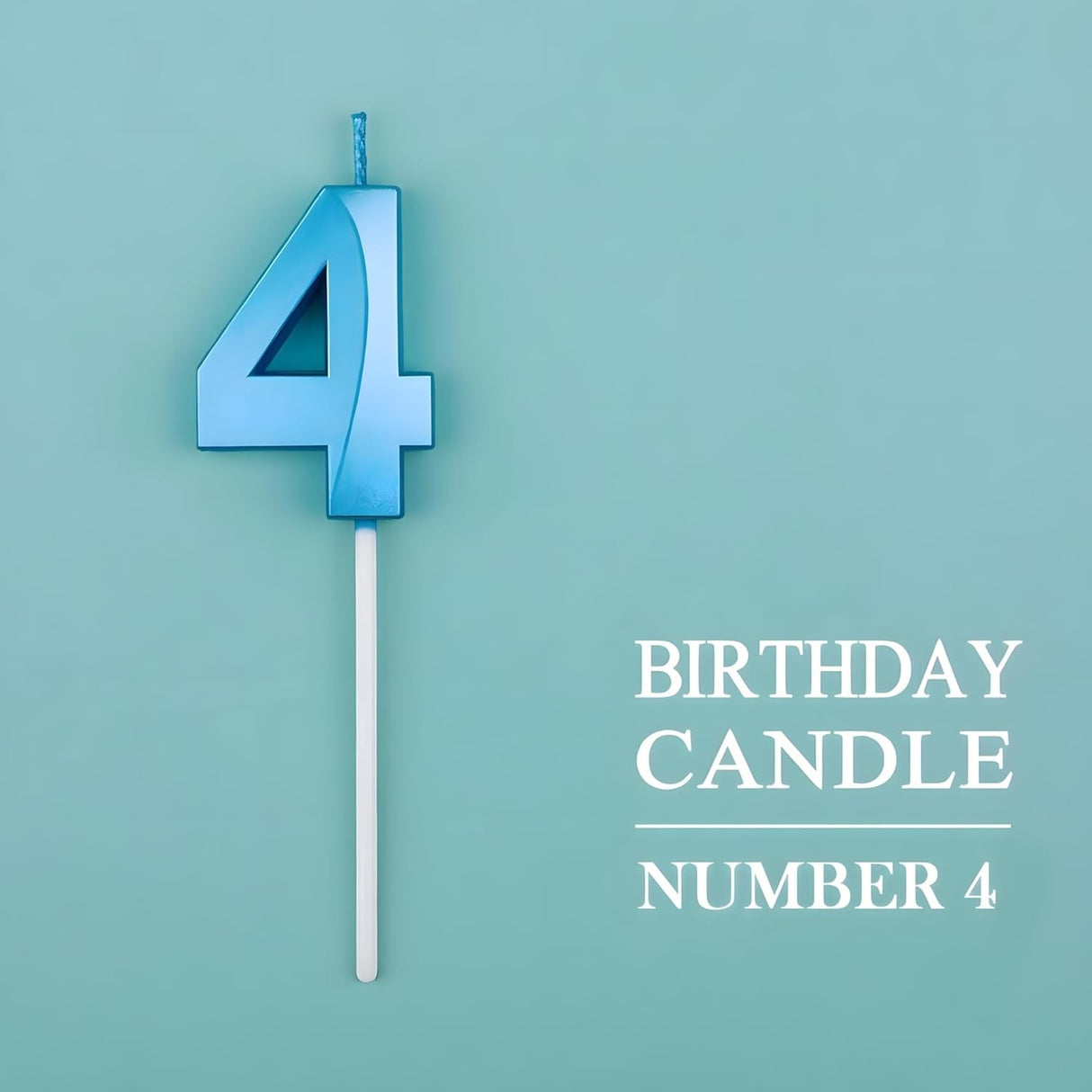 Lumanare Cifra 4, Flippy, Model Diamond, 5 x 3.4 cm, Albastru - vivimall.ro