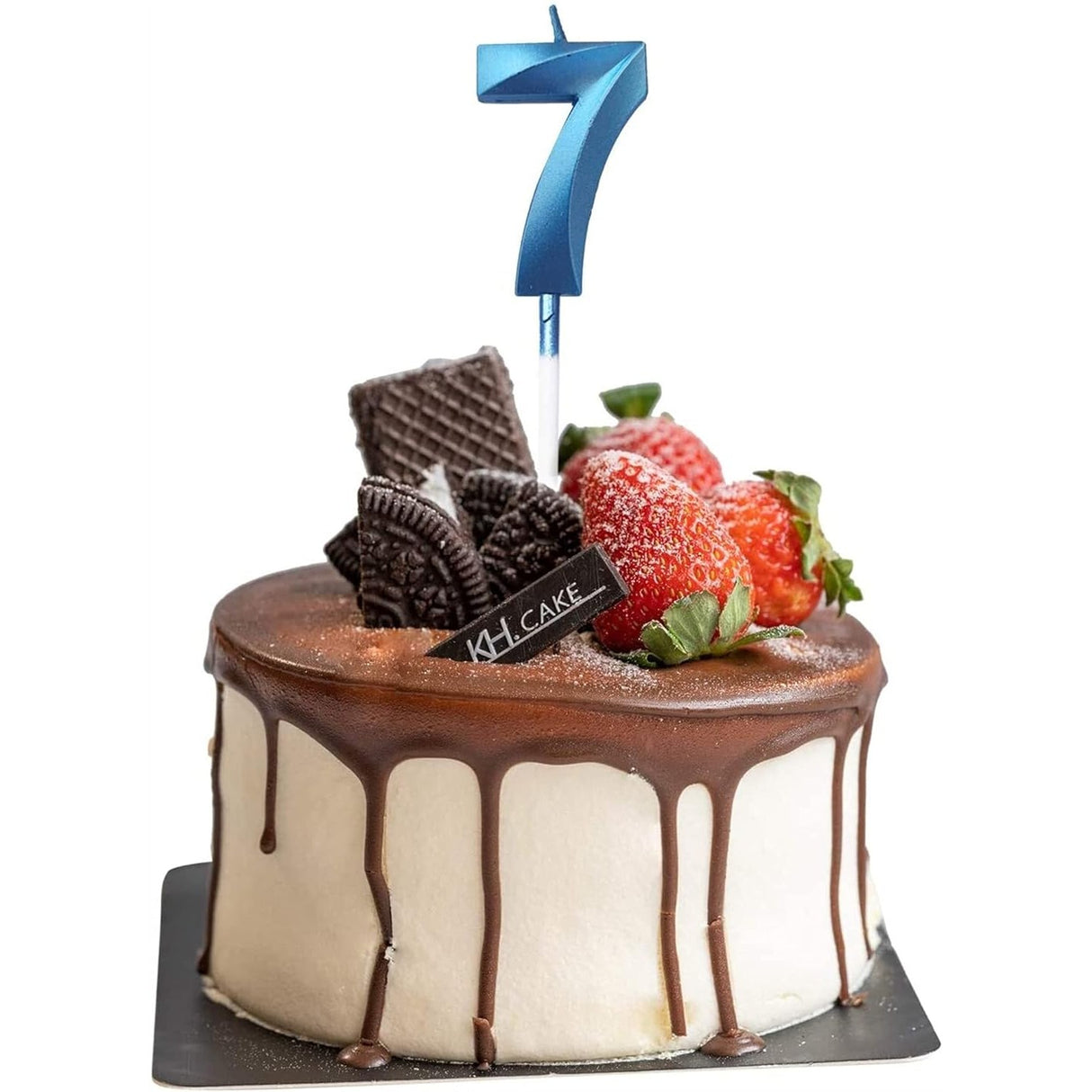 Lumanare Cifra 7, Flippy, Model Diamond, 5 x 3.4 cm, Albastru - vivimall.ro