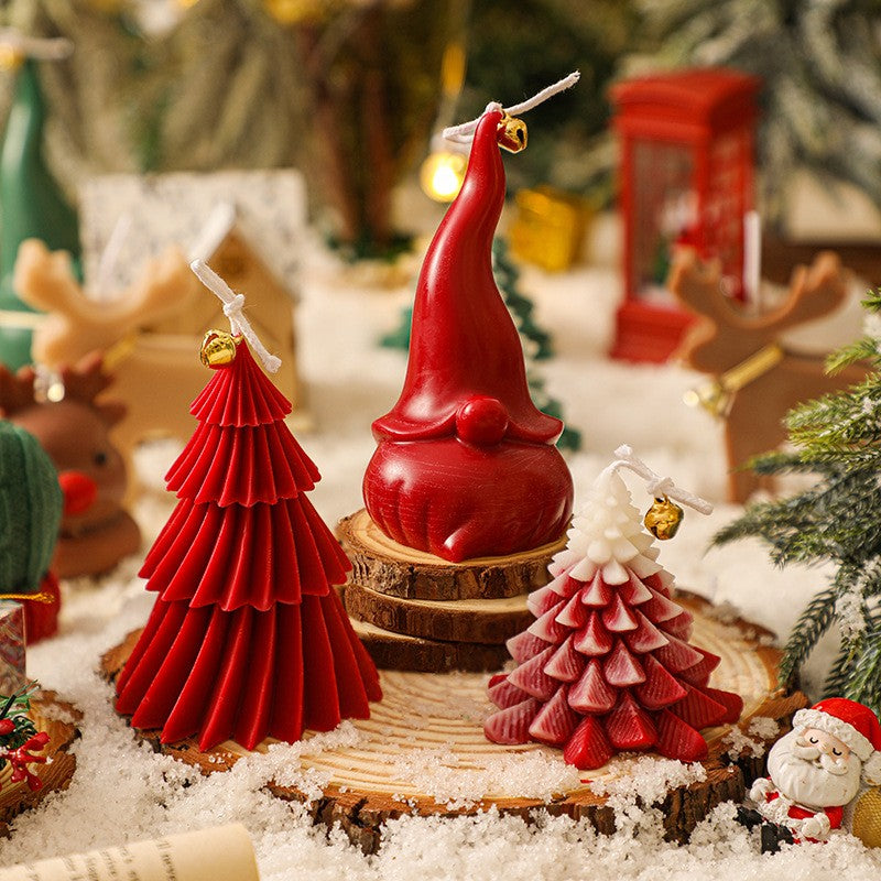 Lumanare de Craciun Parfumata, Flippy, Lumanare Rotativa cu Aromaterapie, Model Brad de Craciun forma Lunga, din Ceara de Soia, 11 x 8 x 8 cm, Rosu - vivimall.ro