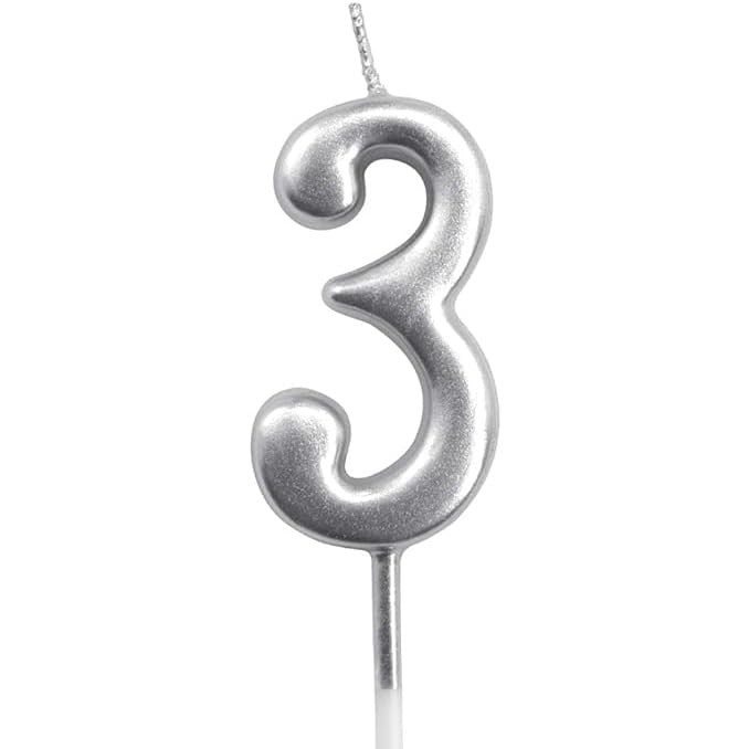 Lumanare De Tort, Model Cifra 3, Party, Din Parafina,