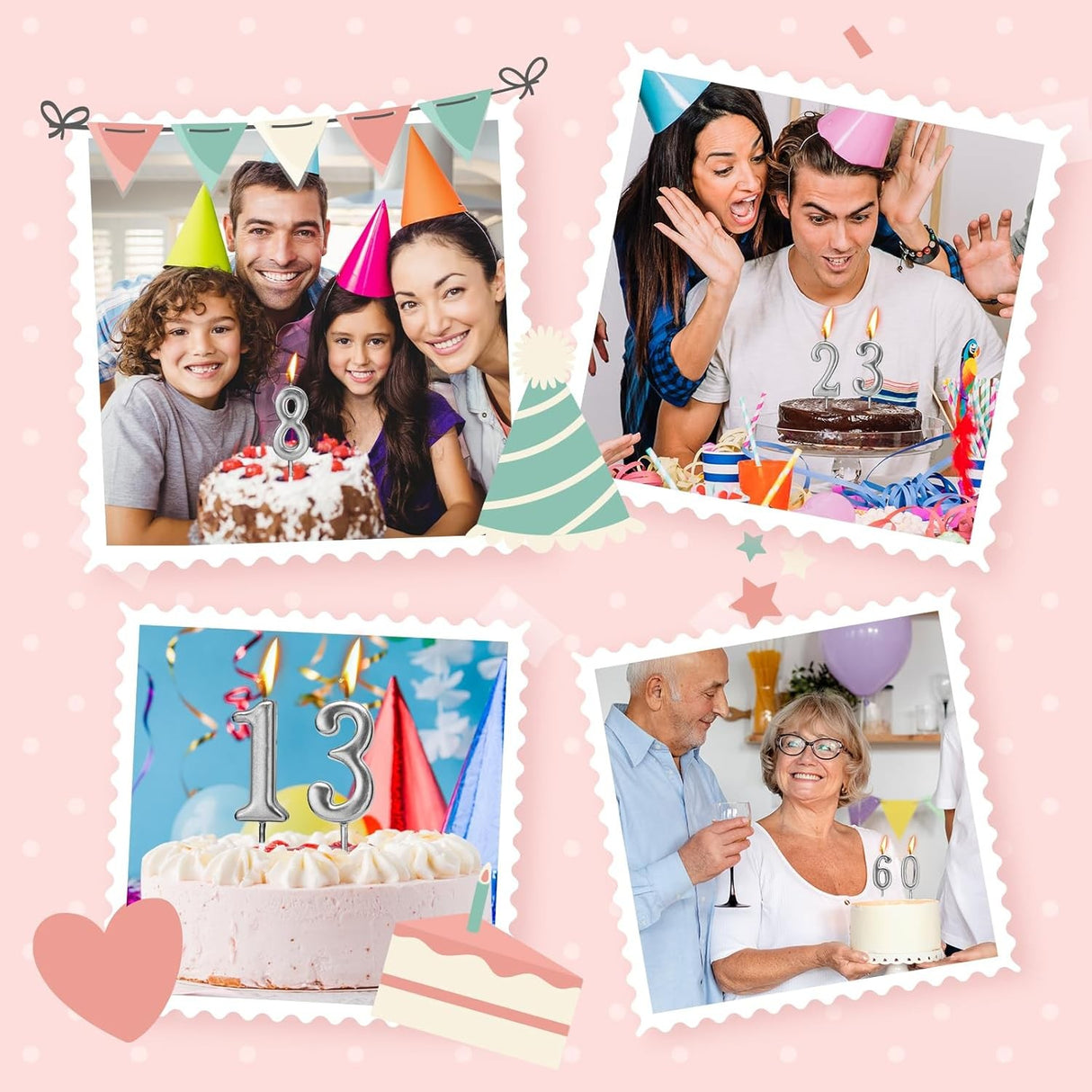 Lumanare de Tort, Vivimall, Model Cifra 7, Party, 4.5 x 2.5 cm, din Parafina, Argintiu - vivimall.ro