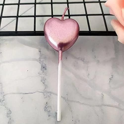 Lumanare de Tort, Vivimall, Model Inima, Party, 8.5 x 3 cm, Roz Gold - vivimall.ro