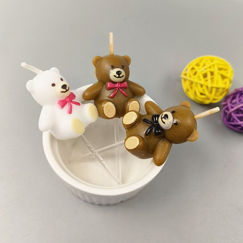 Lumanare de Tort, Vivimall, Model Ursulet, Party, 8 x 3.2 cm, Maro - vivimall.ro