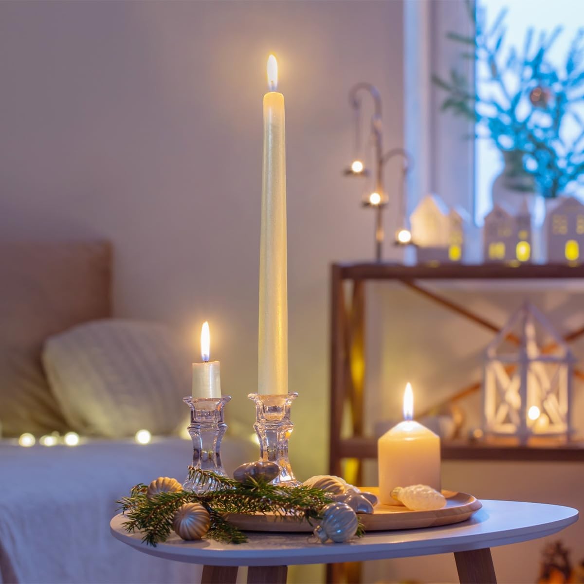 Lumanare Decorativa, Vivimall, pentru Masa, 25 cm, din Parafina, fara Fum, Ardere 7.5h, Alb - vivimall.ro