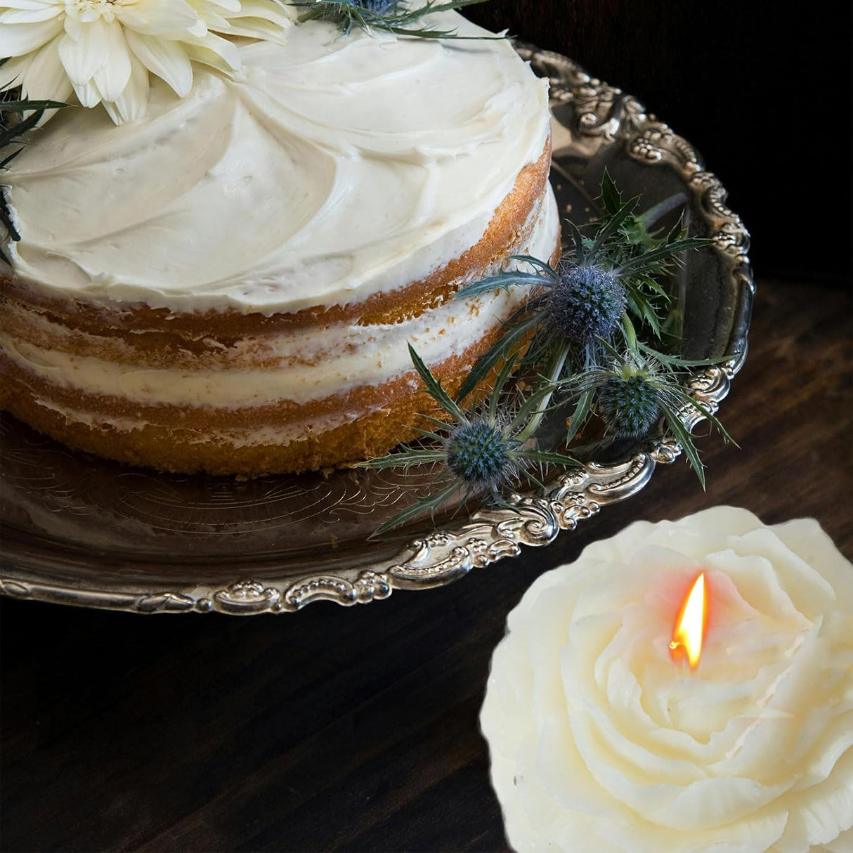 Lumanare Parfumata, Vivimall, Model Trandafir, Ardere 10h, 70 g, 7.5 x 3.5 cm, Parfum de Tuberoza, Alb - vivimall.ro