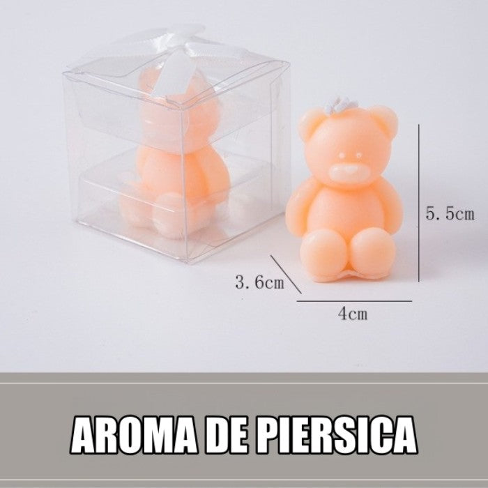 Lumanare Parfumata, Vivimall, Model Ursulet, Portocalie, Aroma de Piersica, 5.5x3.6x4 cm - vivimall.ro