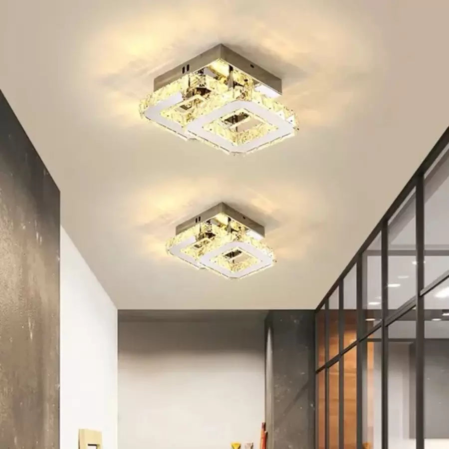 Lustra Led Cu Cristal Jeremiah, 2 Patrate, Lumina Rece/Calda/Neutra, Dimabila - vivimall.ro