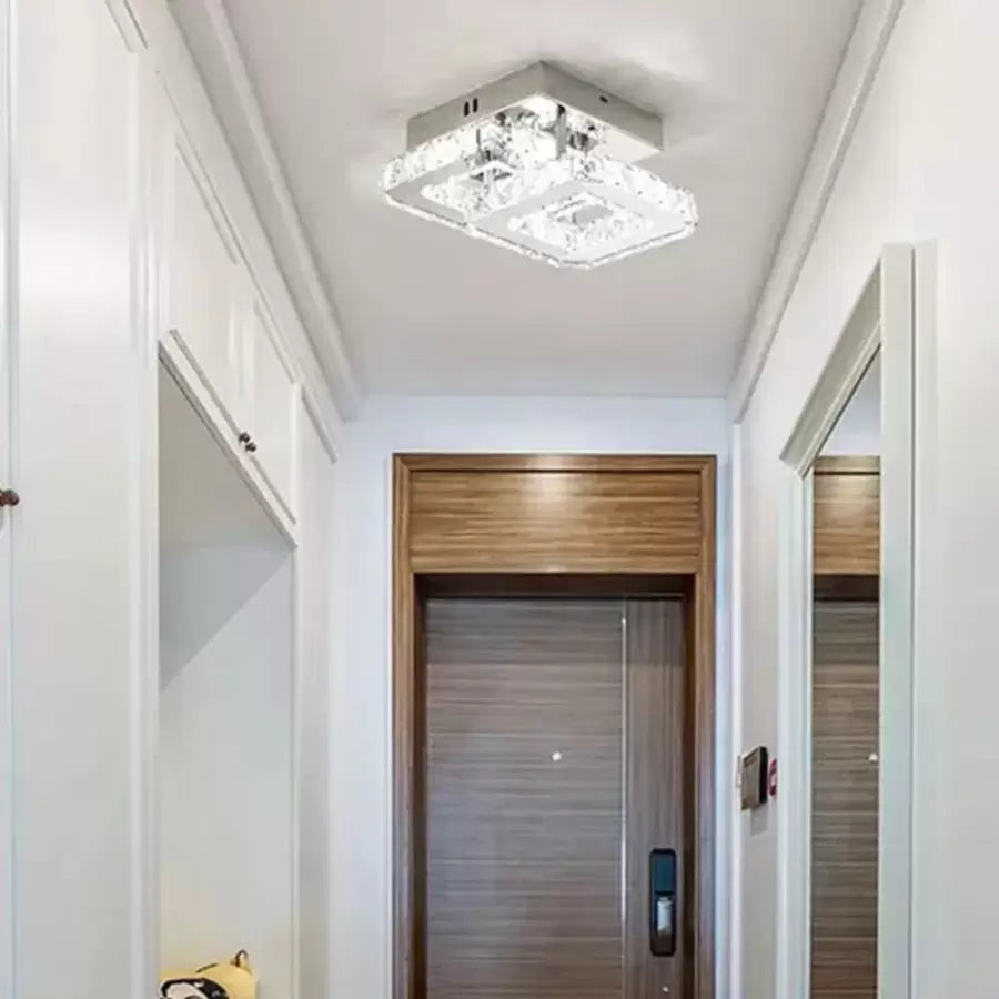 Lustra Led Cu Cristal Jeremiah, 2 Patrate, Lumina Rece/Calda/Neutra, Dimabila - vivimall.ro