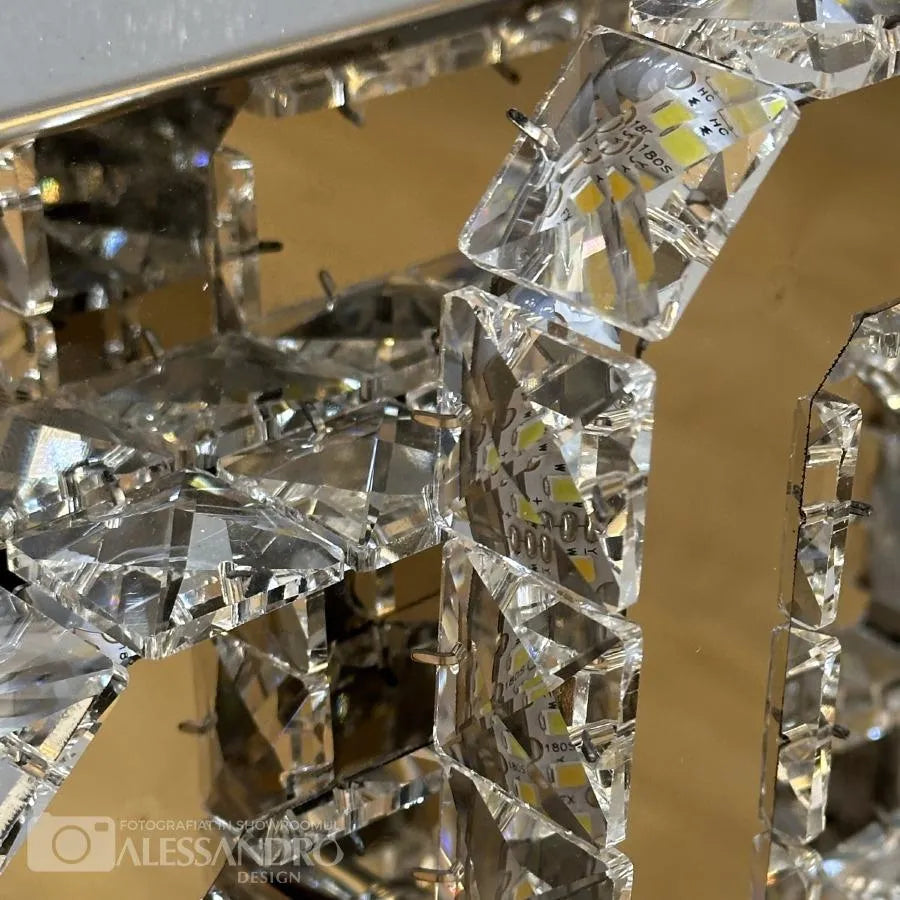 Lustra Led Cu Cristal Jeremiah, 2 Patrate, Lumina Rece/Calda/Neutra, Dimabila - vivimall.ro