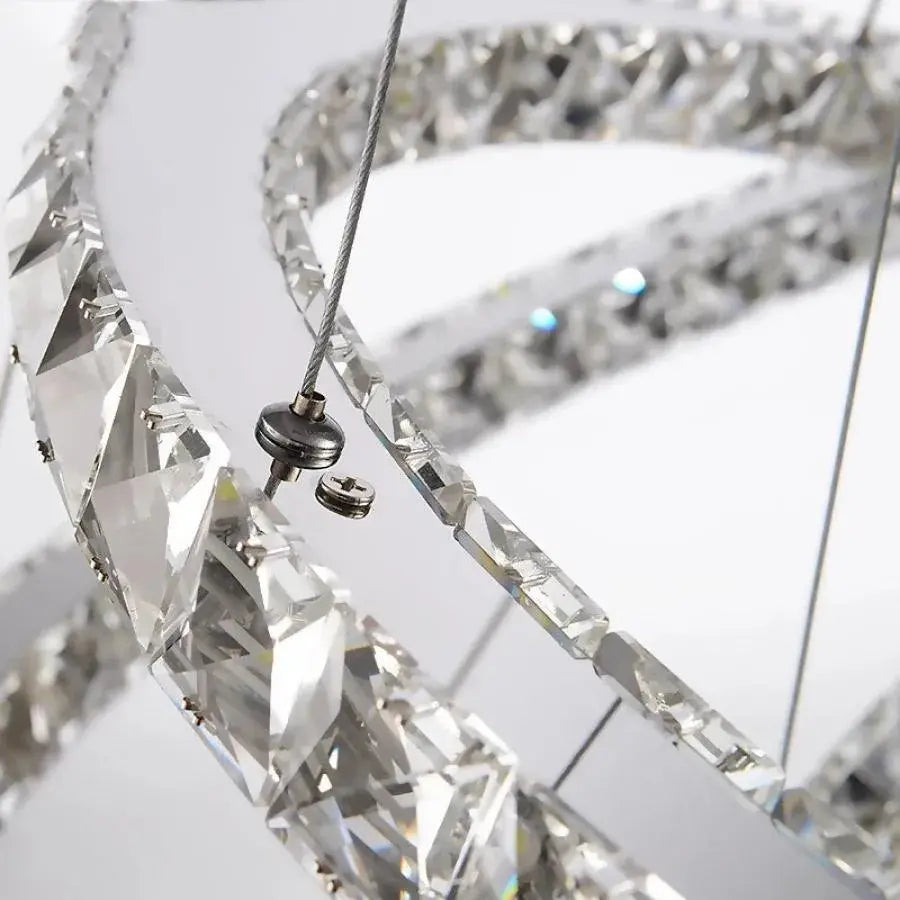 Lustra Led Cu Telecomanda Si Cristal Prism Luminis, 2 Cercuri, Lumina Rece/Calda/Neutra, Dimabila - vivimall.ro