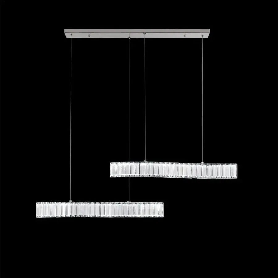 Lustra Led Suspendata Cu Telecomanda Si Cristal Merve, Lumina Rece/Calda/Neutra, Dimabila, Crom Lucios - vivimall.ro