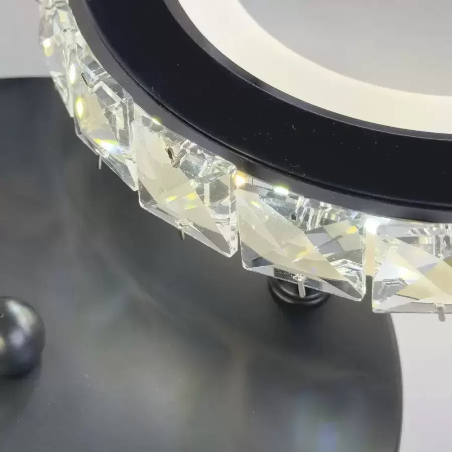 Lustra Led Cu Telecomanda Si Cristal Nova Rotonda, 2 Cercuri, Lumina Rece/Calda/Neutra, Dimabila - vivimall.ro