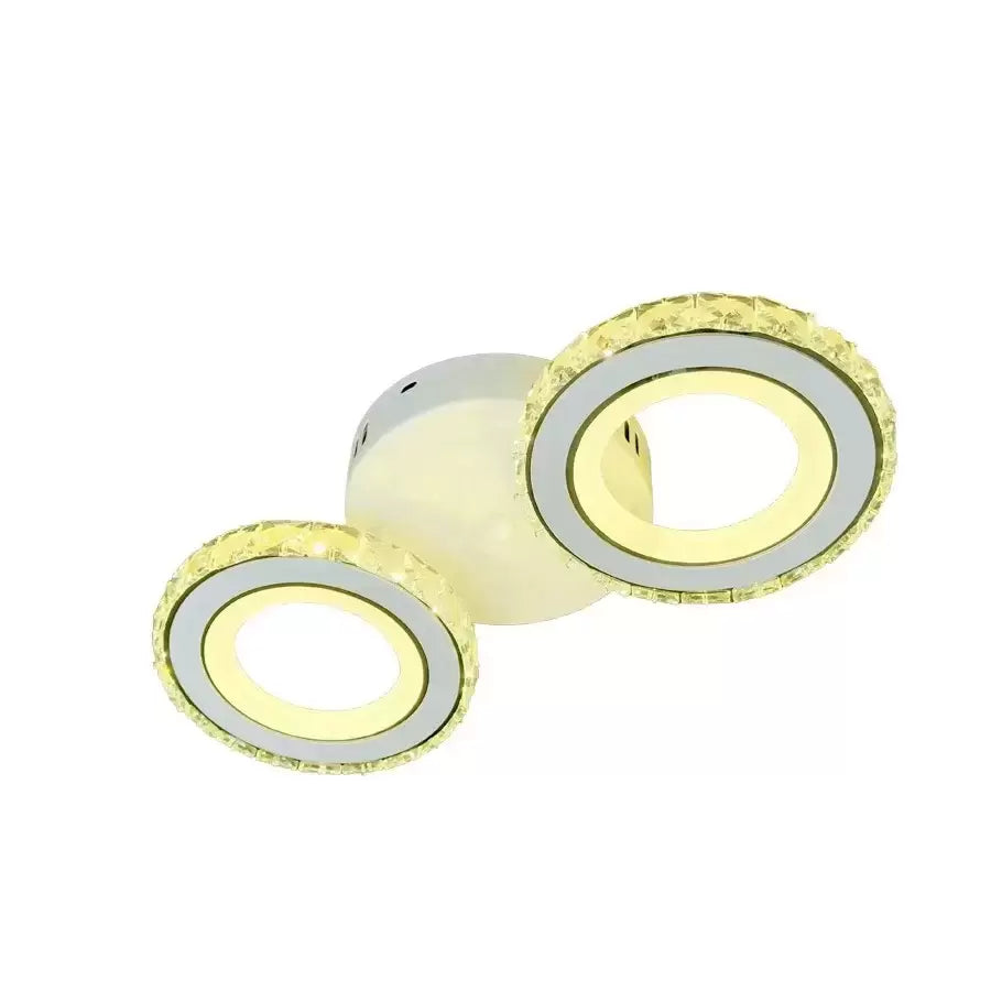 Lustra Led Cu Telecomanda Si Cristal Nova Rotonda, 2 Cercuri, Lumina Rece/Calda/Neutra - vivimall.ro