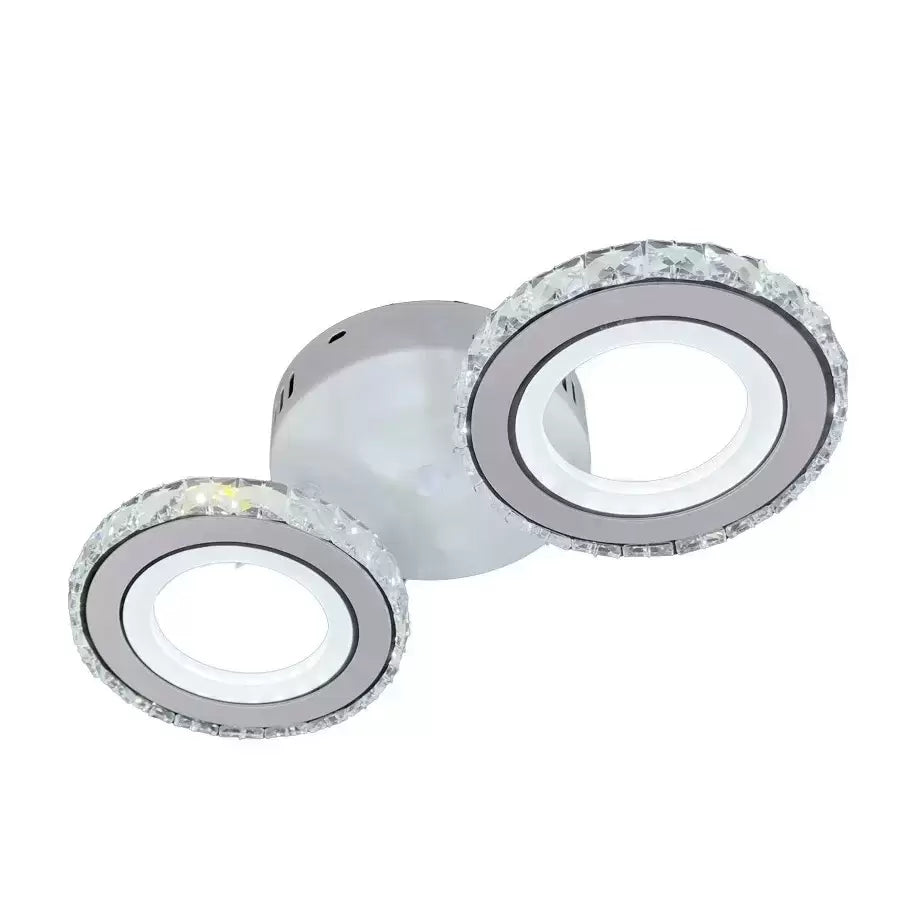 Lustra Led Cu Telecomanda Si Cristal Nova Rotonda, 2 Cercuri, Lumina Rece/Calda/Neutra - vivimall.ro