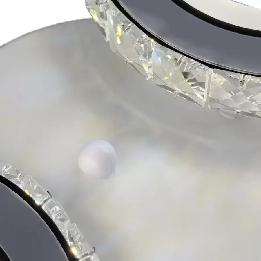 Lustra Led Cu Telecomanda Si Cristal Nova Rotonda, 2 Cercuri, Lumina Rece/Calda/Neutra - vivimall.ro