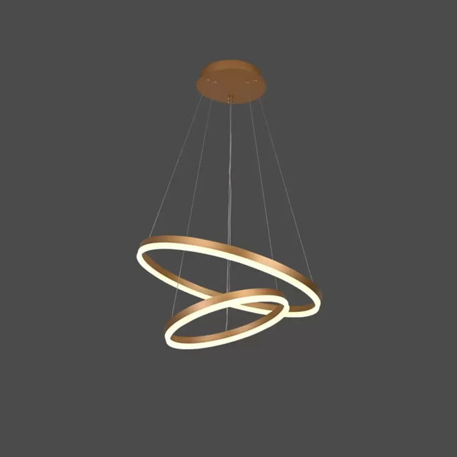 Lustra Led Suspendata Cu Telecomanda Christine, 2 Cercuri, Lumina Rece/Calda/Neutra, Dimabila, Lucios - vivimall.ro