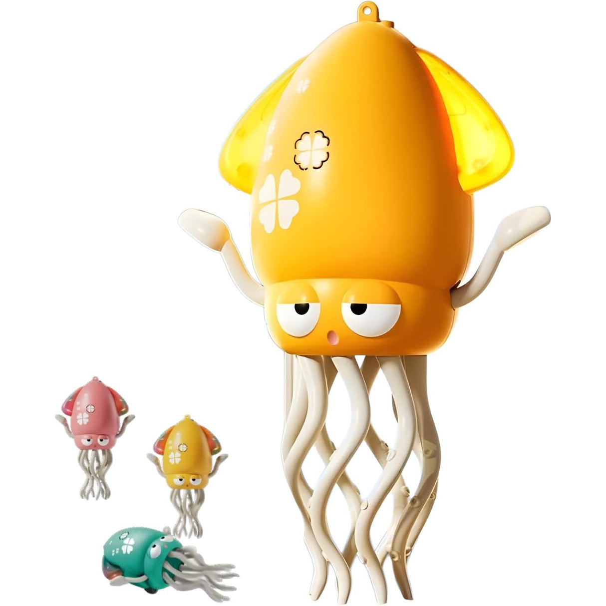 Caracatita Dansatoare, Flippy, +3 Ani, 3 Moduri, din ABS, Incarcare USB, cu Undita Inclusa, 12.6 x 7.6 x 20.7 cm, Galben - vivimall.ro