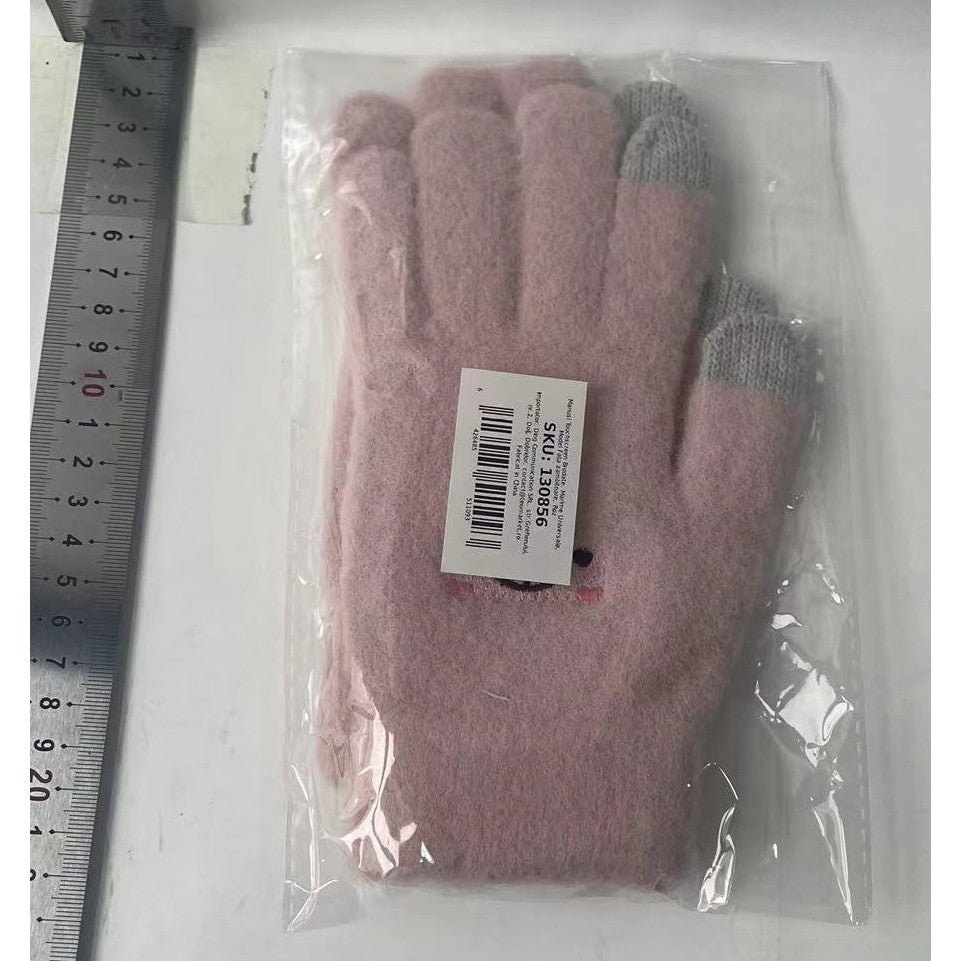 Manusi Dama, Flippy, Model Fata Zambitoare, Functie Touchscreen (ecran tactil), Material Lana Brodata, Manseta Elastica, Interior Pufos, Marime Universala, Roz