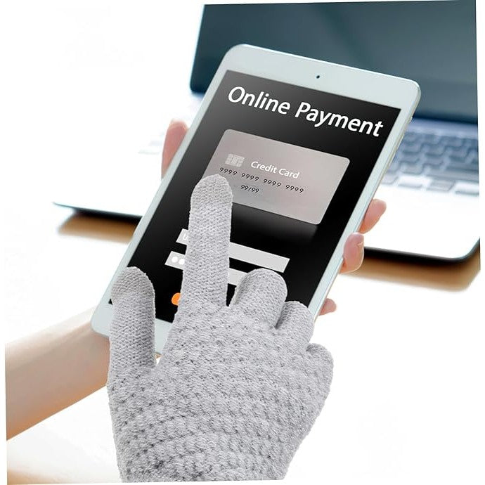 Manusi de Dama, Flippy, Functie Touchscreen (ecran tactil), Material Acril Tricotat, Manseta Elastica, Interior Catifelat, Marime Universala, Gri - vivimall.ro