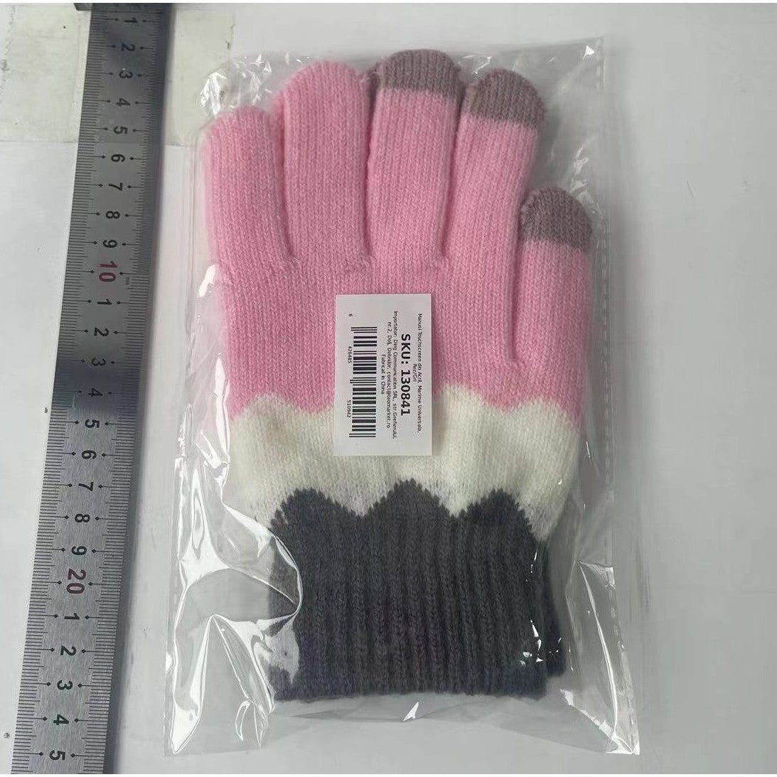 Manusi de Dama, Flippy, Model Ondulat, Functie Touchscreen (ecran tactil), Material Acril Tricotat, Manseta Elastica, Interior Catifelat, Marime Universala, Roz/Gri - vivimall.ro