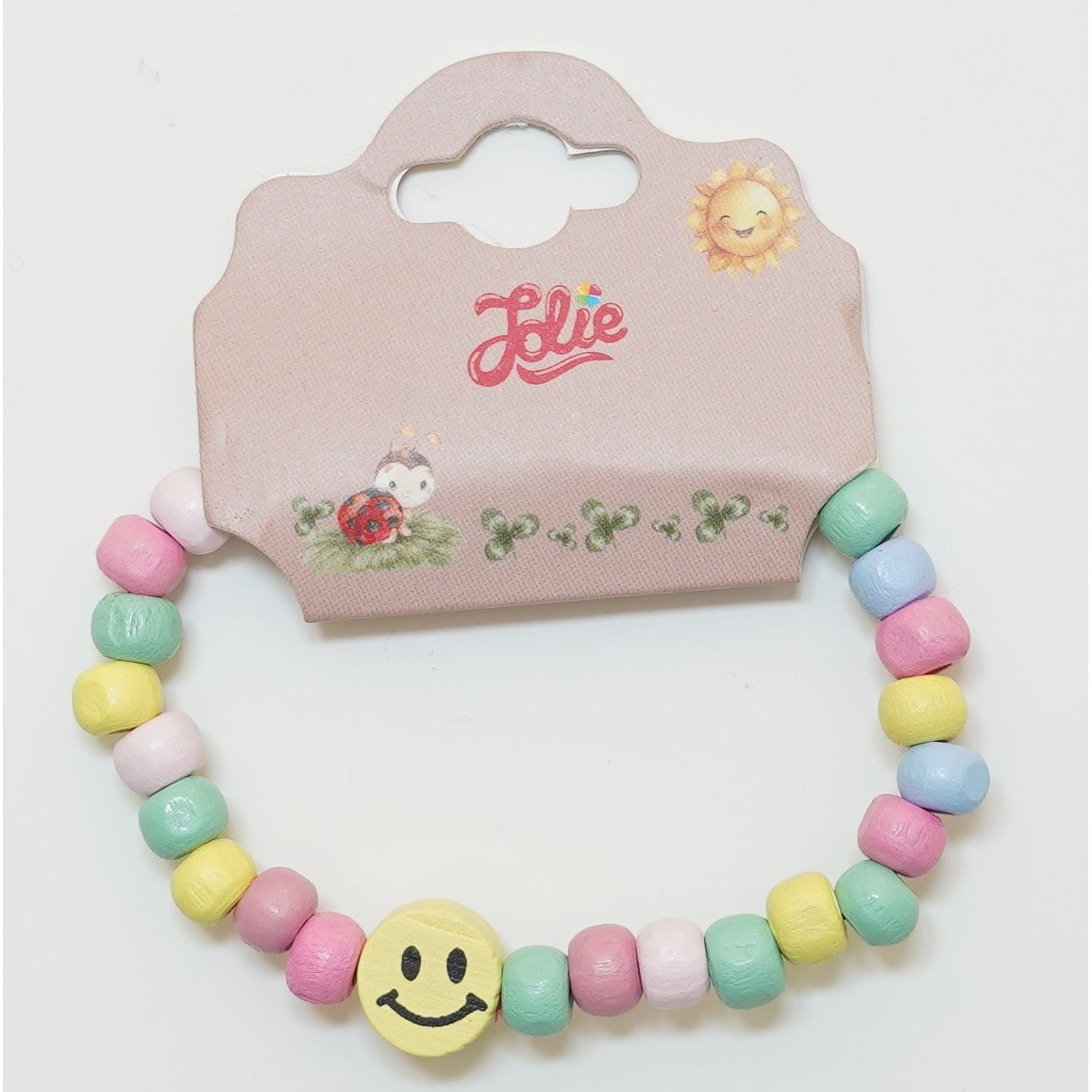 Martisor Bratara Curcubeu pentru Copii, Elastica, din Lemn, Model 4 - vivimall.ro