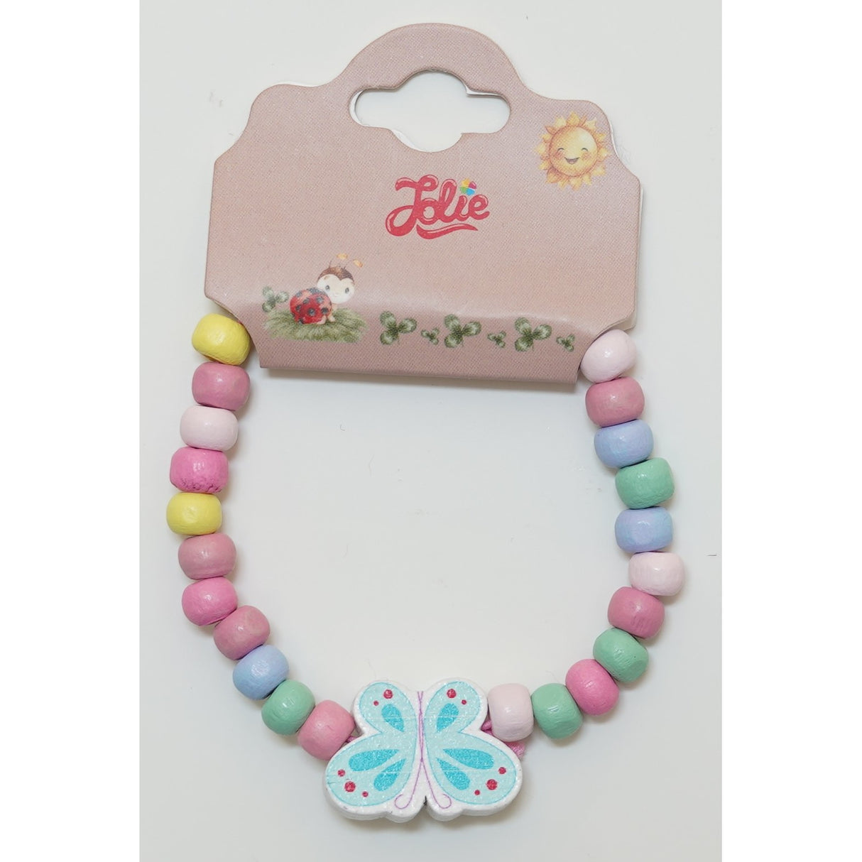 Martisor Bratara Curcubeu pentru Copii, Elastica, din Lemn, Model 8 - vivimall.ro