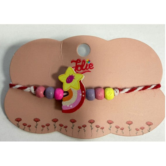 Martisor Bratara Multicolora pentru Copii, din Lemn si Textil, Model 12